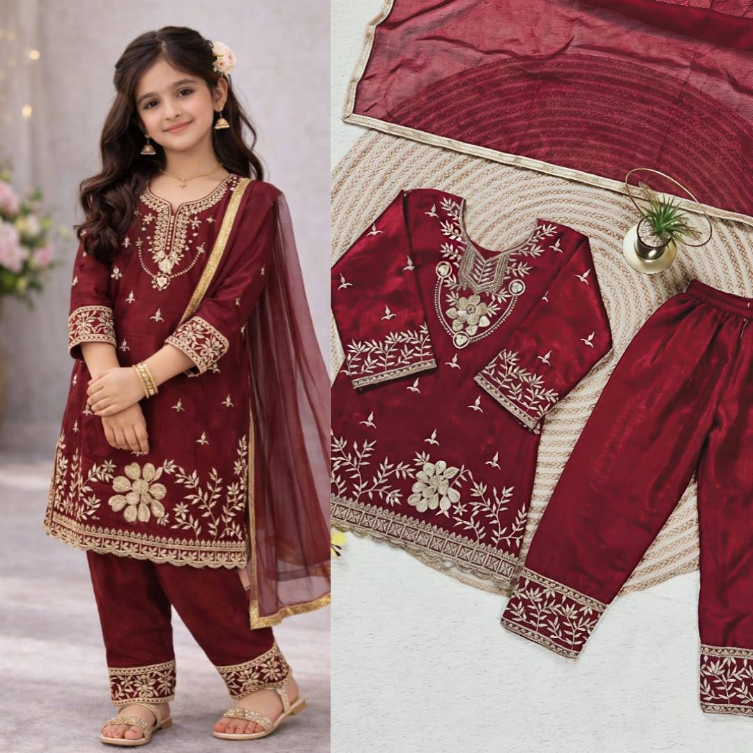  Trending New Ramzan Eid Special Silk Red Affordable kids wear in Delhi